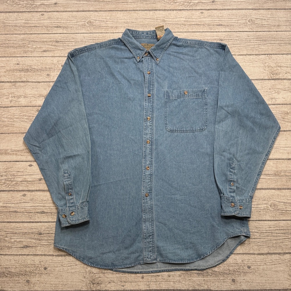 Vintage Cabin Essentials Shirt Men's L Blue Long Sleeve Button Down Workwear - Picture 1 of 6